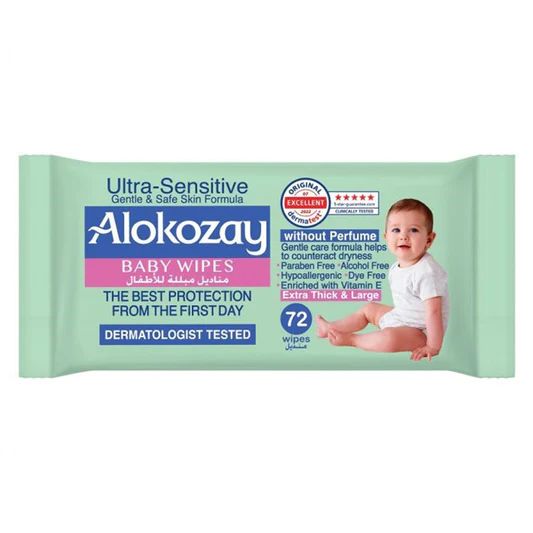 Alokozay Ultra Sensitive without Perfume Baby Wipes, 72 Pieces