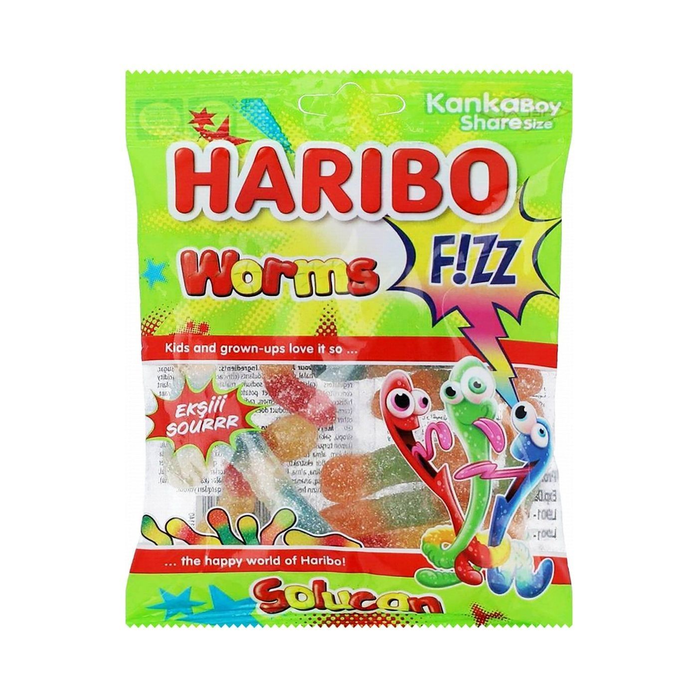 Haribo Sour Fizz Worms, 70g