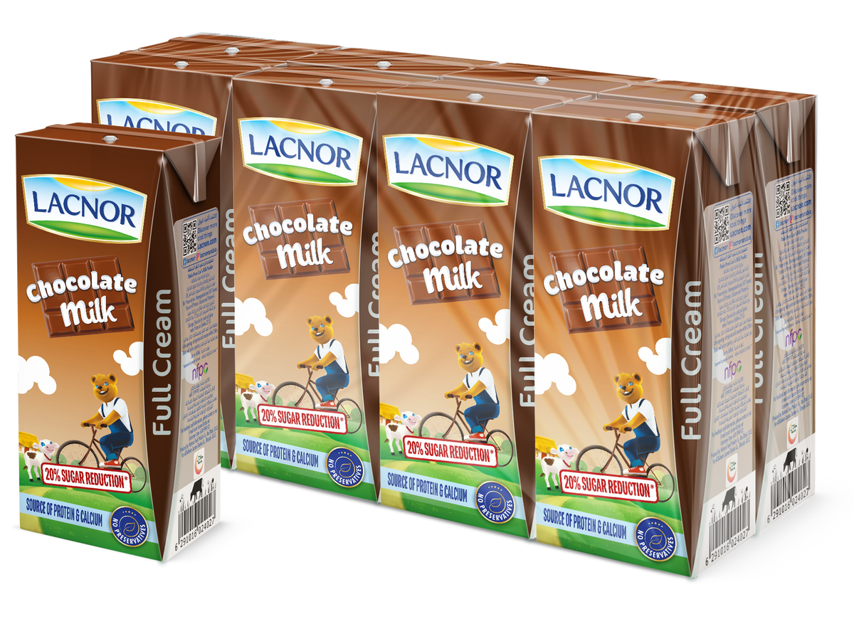 Lacnor Essentials Chocolate Flavoured Milk, 8x180ml