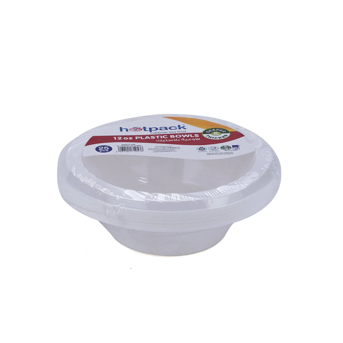 Ideal Pack Plastic Bowl, 12oz, 25 Pieces