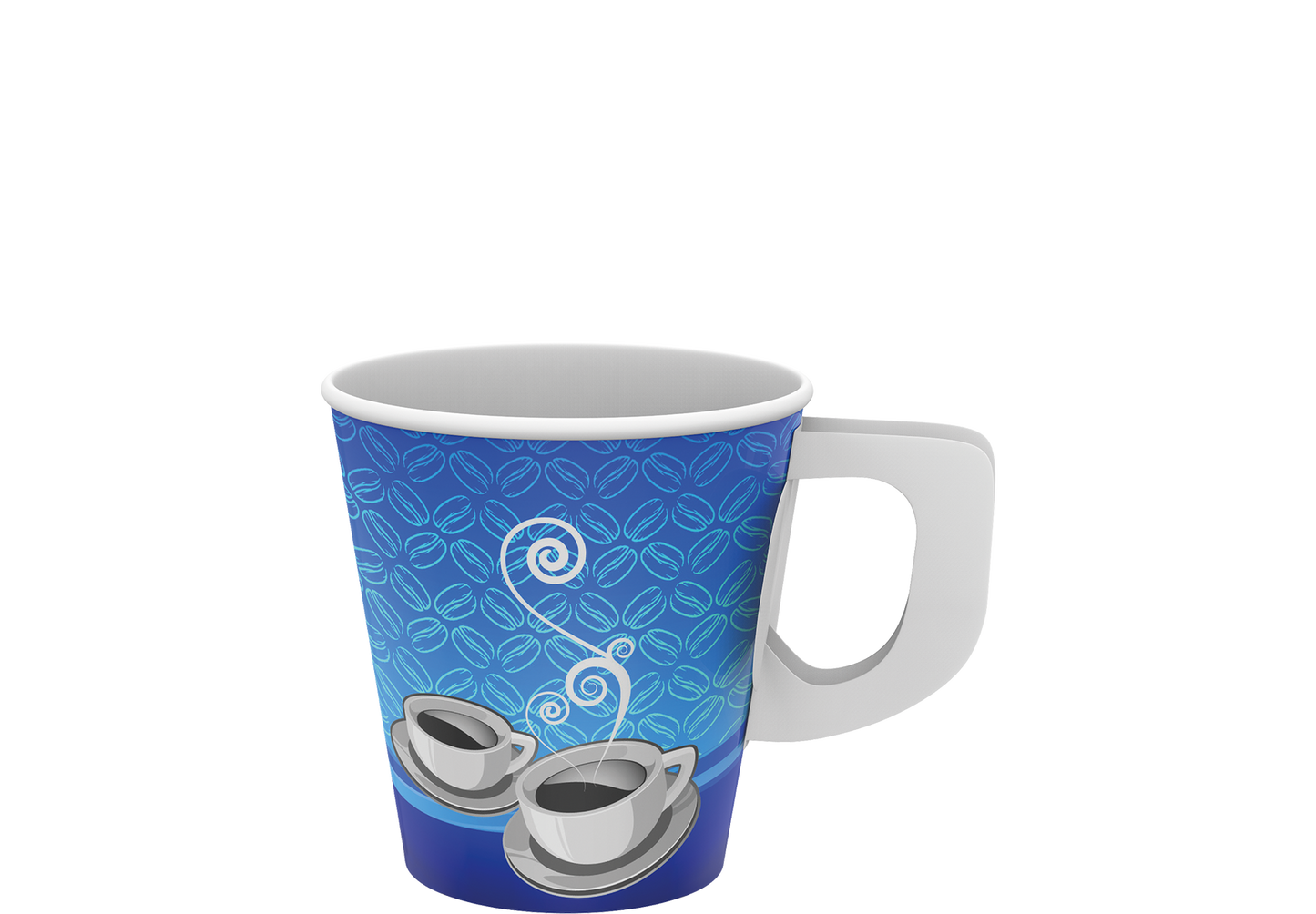 Cosmoplast 7 OZ PRINTED PAPER COFFEE CUPS WITH HANDLE PACK OF 50