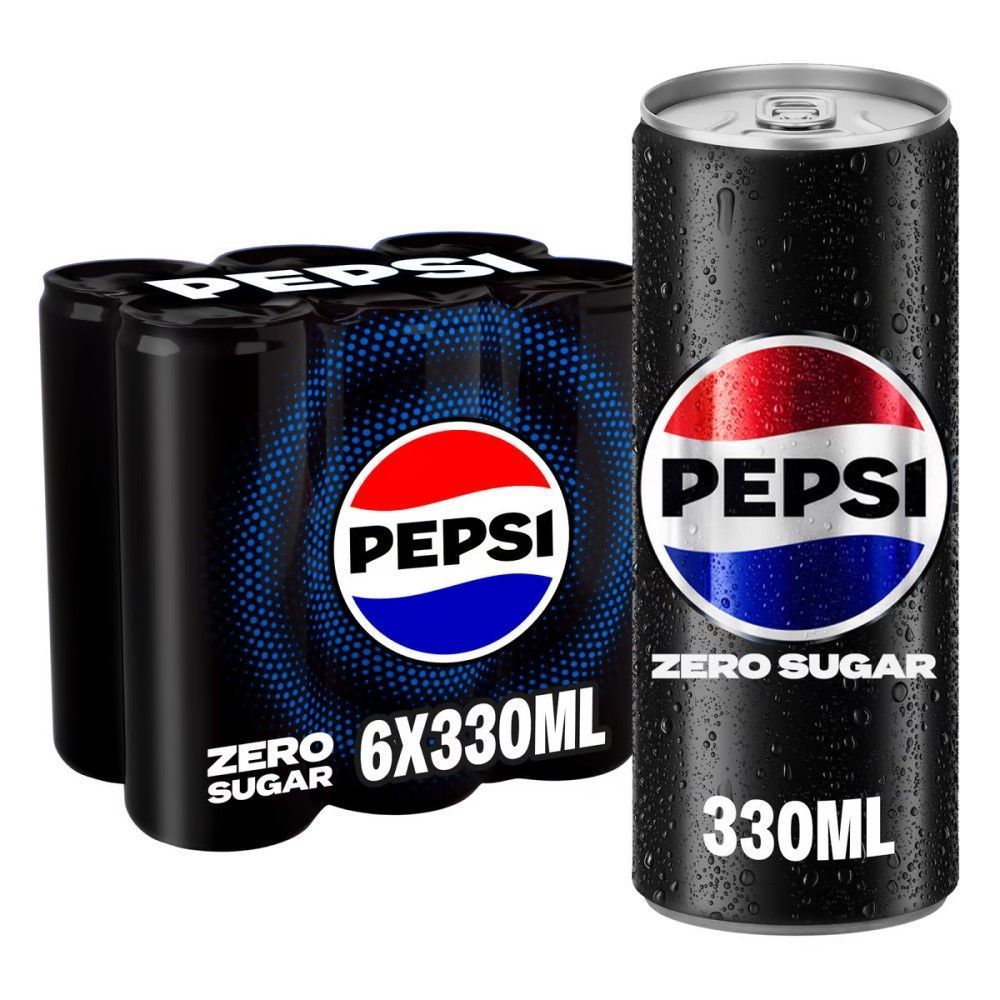 Pepsi Cola Zero Soft Drink Cans, 6x330ml