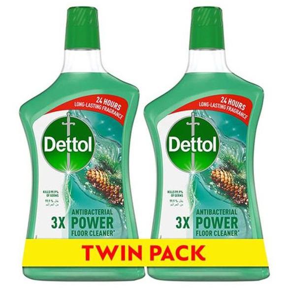 Dettol antibacterial 3x power floor cleaner - pine - 900ml pack of 2