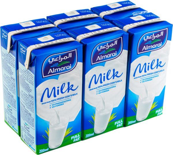 Almarai UHT Full Fat Milk with Added Vitamins, 6x200ml