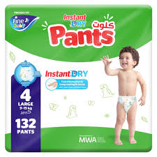 Fine Baby Instant Dry Pants Size 4 Large 9-15kg 132 Diapers
