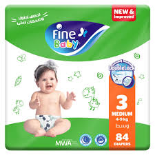 Fine Baby Diapers, Size 3, Medium, 4-9 kg, 84 Diaper