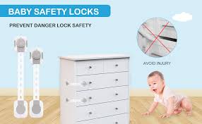 Sky-Touch Baby Safety Lock?Child Safety Locks?Multi-Functional Adjustable Double Button Baby Anti-Clip Latch System For Cabinets, Drawers, Fridge, Closet Doors Etc?Pack Of 6?