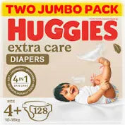 Huggies Extra Care, Size 4+, 10 -16 kg, Super Mega Pack, 192 Diapers