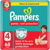 Pampers Rash Protection Pants Diapers, Size 4, 9-14kg, +50% Aloe Vera Lotion, 360° Leak-Free Fit for up to 100% Leakage Protection, Giant Pack, 136 Count