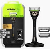 GilletteLabs with Exfoliating Bar by Gillette Mens Razor, Gold Edition, and Travel Case, Holiday Gifts for Men