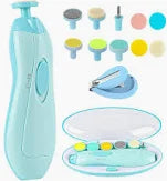 Royal Angels Baby Nail Clippers 20 In 1 By Baby Safe Electric Baby Nail Trimmer, Baby Nail File Kit, Additional Replacement Heads, Newborn Toddler Toes and Fingernails, Trim and Polish (Blue)