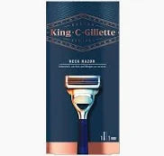 King C. Gillette Men's Neck Razor Designed for Shaving the Sensitive Skin of your Neck and Cheeks with Gillette's Best Sharpest Stainless Steel Platinum Coated Blades