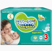 BabyJoy Compressed Diamond Pad Diaper, Jumbo Box Medium Size 3, Count 104, 6 - 12 Kg