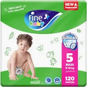 Fine Baby Diapers, Size 5, Maxi, 11-18 kg, 120 Diaper (Pack of 40x3)
