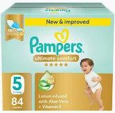 Pampers Premium Care Taped Baby Diapers, Size 5, 11-16kg, Unique Softest Absorption for Ultimate Skin Protection, 84 Count