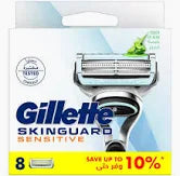 Gillette SkinGuard Sensitive Razor Blades Men, Pack of 8 Razor Blade Refills with Precision Trimmer, Fits Fusion Handles