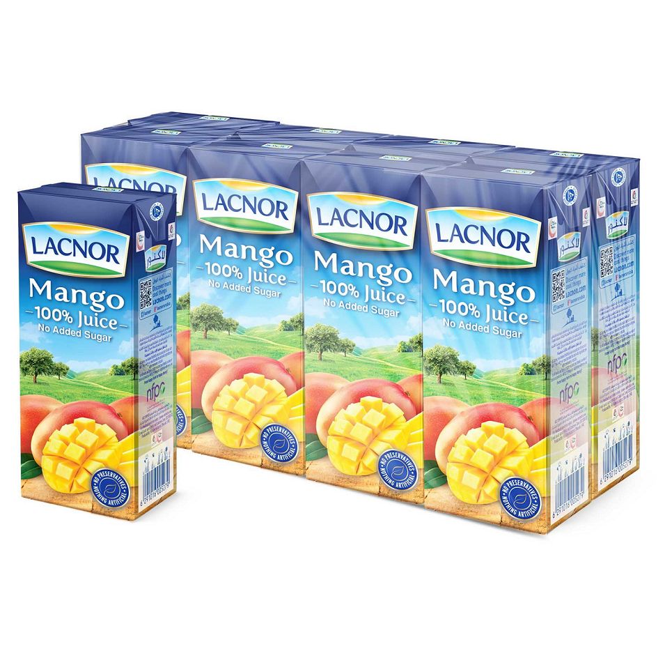 Lacnor Essentials No Added Sugar Mango Juice, 8x180ml
