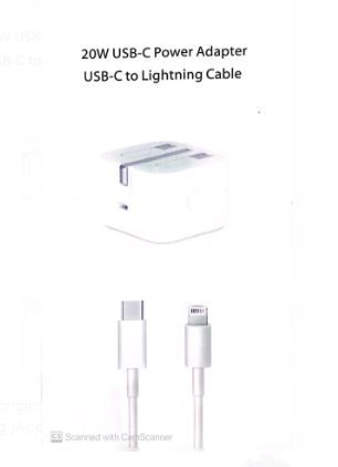 20W Type C Fast Charger with 1m Type C Lightning Cable PD Power Compatible with iPhone
