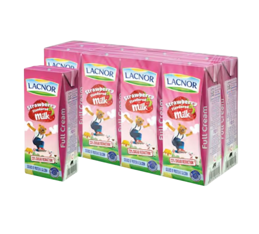 Lacnor Strawberry Flavoured UHT Milk, 8x180ml
