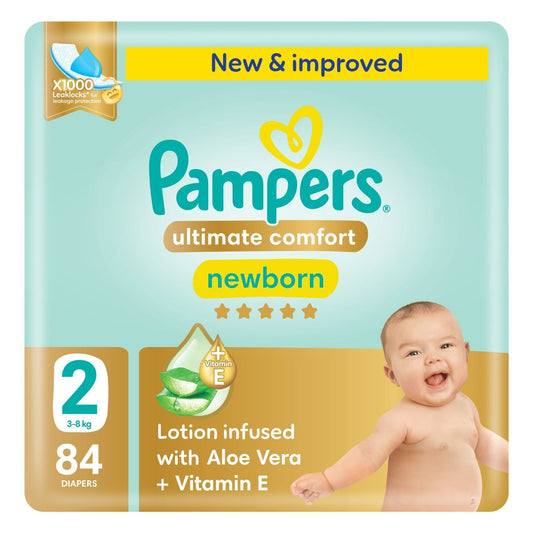 Pampers Ultimate Comfort Taped Baby Diapers Size 2 3-8kg, 84 Pieces
