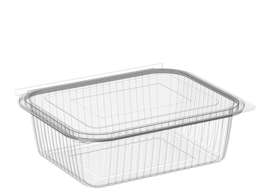 Cosmoplast 64 OZ PACK OF 5 HINGED FLAT PLASTIC CONTAINERS
