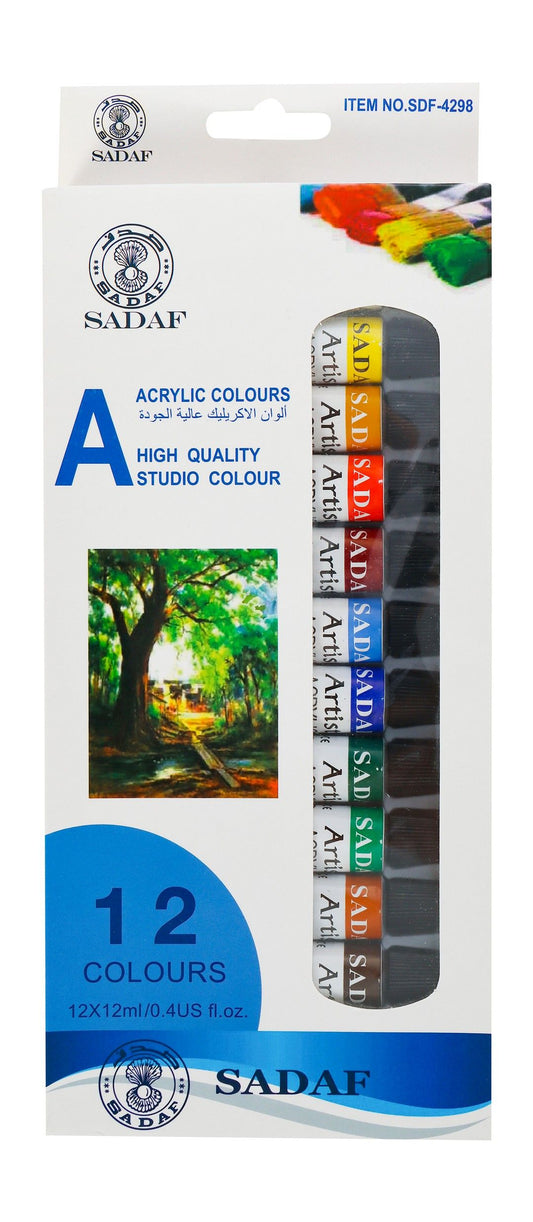 Sadaf Assorted Acrylic Colors (3+ Years), 12x12 Pieces