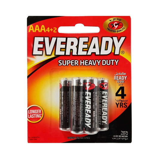 Eveready Super Heavy Duty AAA Batteries, 4+2 Pieces