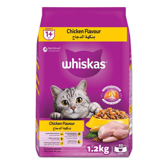 Whiskas Chicken Dry Cat Food Bag, 1.2kg