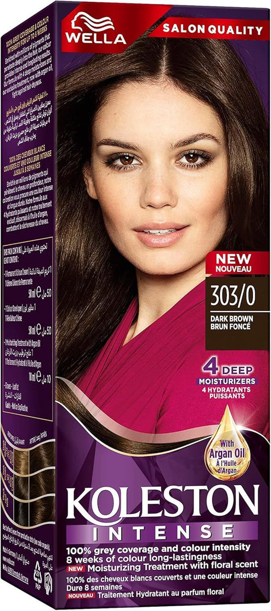 Koleston Intense Hair Color Creme with Argan Oil - Dark Brown 303/0, 1 Pack