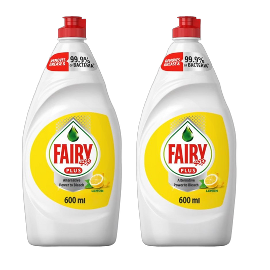 Fairy Plus Lemon Dishwashing Liquid, 2x600ml