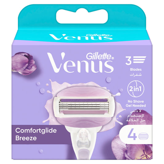 Gillette Venus Comfortglide Breeze Women’s Razor Blade Refills, 4 Pieces