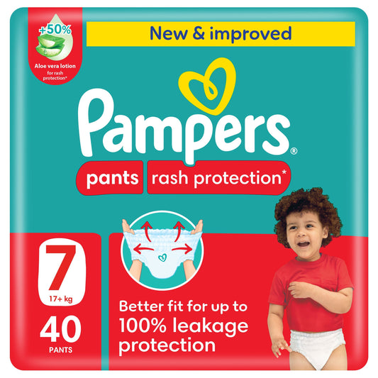 Pampers Rash Protection Pants Diapers with Aloe Vera Lotion Size 7 (20+kg), 40 Pieces