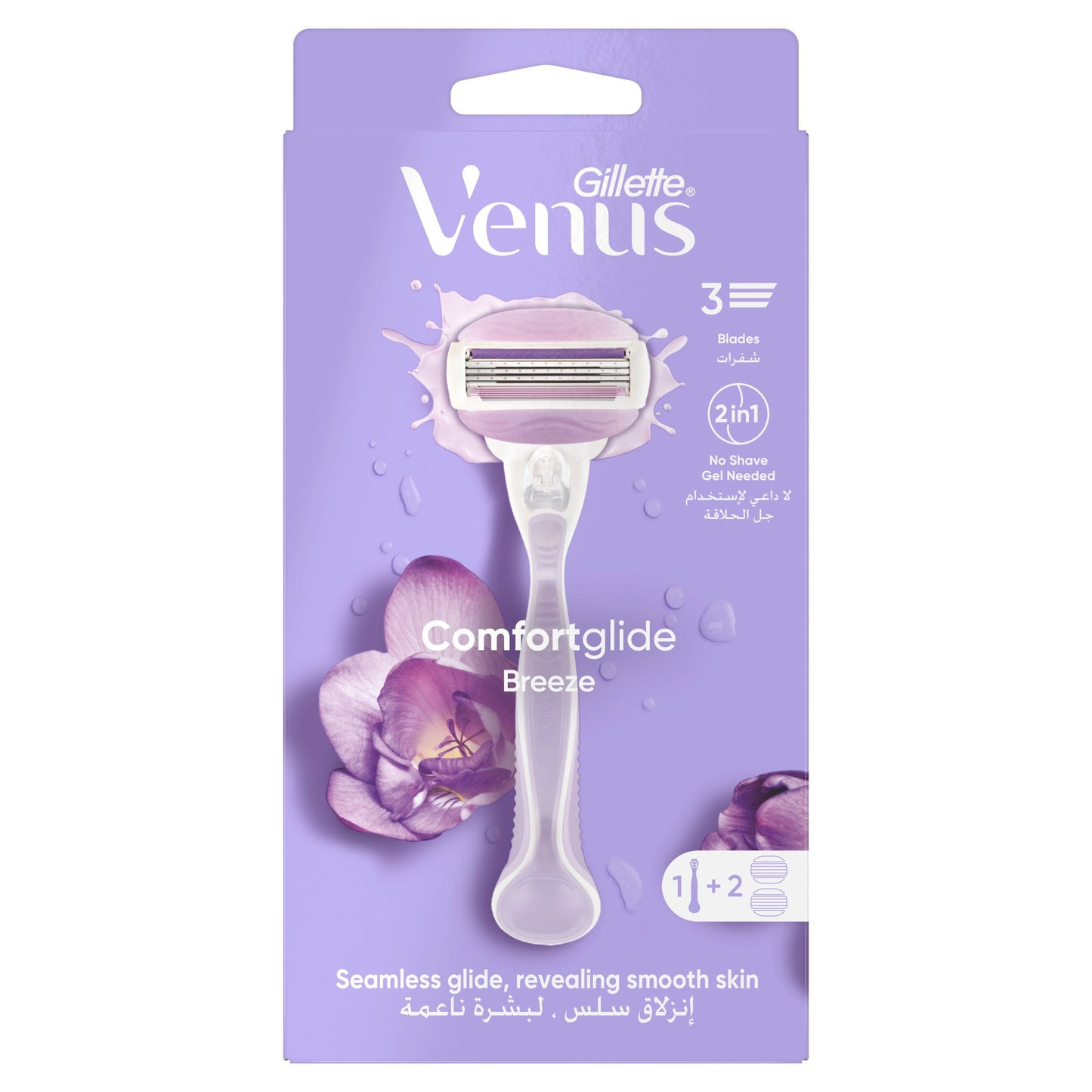 Gillette Venus Comfort glide Breeze Women’s Razor Handle + 2 Gel Bar Blade Refills