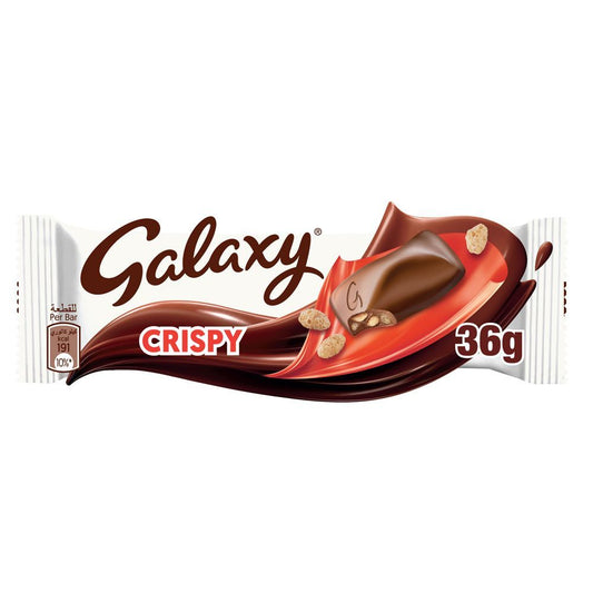 Galaxy Crispy Milk Chocolate Bar with Puffed Rice Pieces, 36g