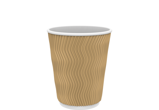 Cosmoplast 8 OZ BROWN RIPPLED PAPER COFFEE CUPS PACK OF 25