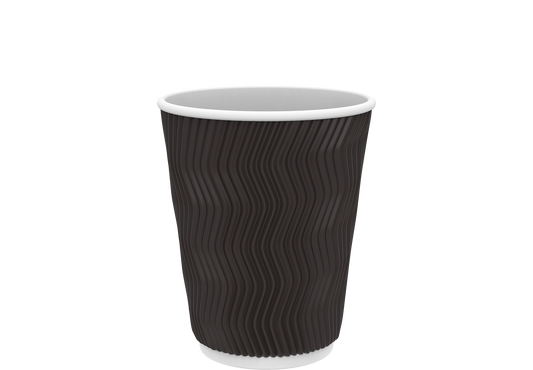 Cosmoplast 8 OZ BLACK RIPPLED PAPER COFFEE CUPS PACK OF 25