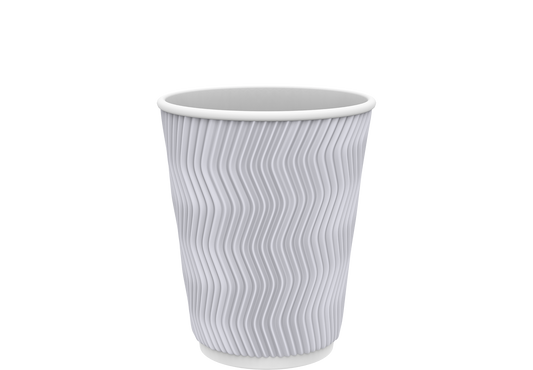 Cosmoplast 8 OZ WHITE RIPPLED PAPER COFFEE CUPS PACK OF 25