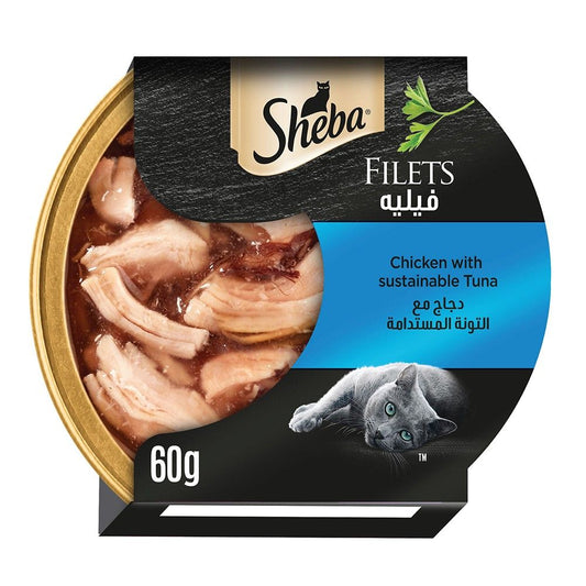 Sheba Chicken with Sustainable Tuna Fillets Cat Food Can, 60g