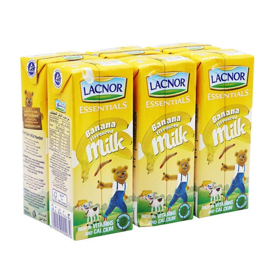 Lacnor Essentials Banana Flavoured Milk, 8x180ml