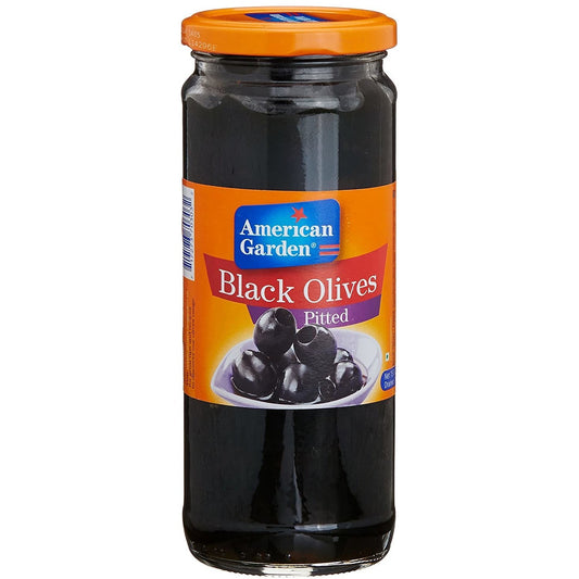 American garden black olives pitted 450gm