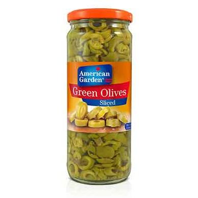 American garden sliced green olives, 450 gm