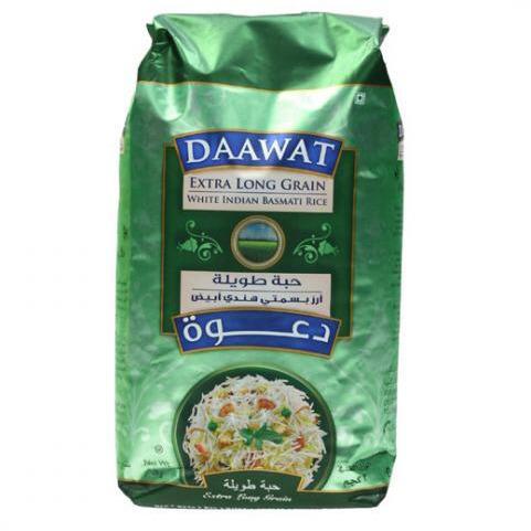 Daawat extra long grain white indian basmati rice 2kg