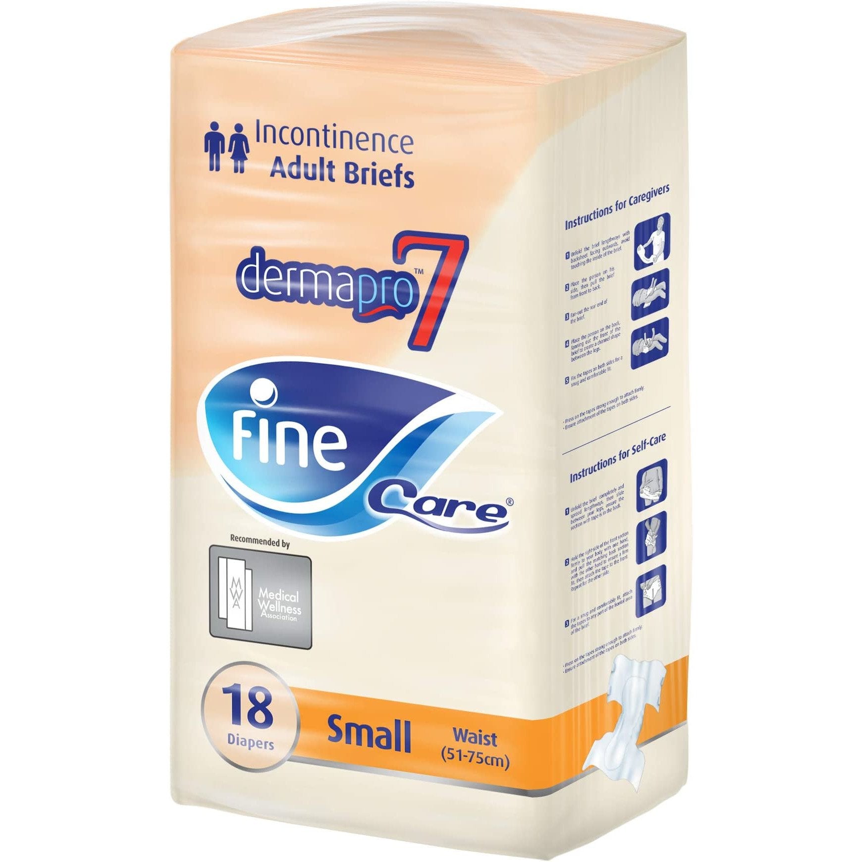 Fine care incontinence adult briefs small 51-75 cm - 18 pieces