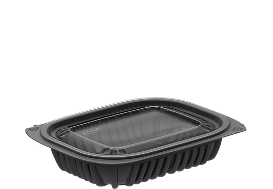 Cosmoplast 8 OZ PACK OF 20 BLACK GENERAL PURPOSE CONTAINERS WITH LIDS