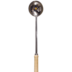 Raj steel uduppl laddle wodden handel num 5