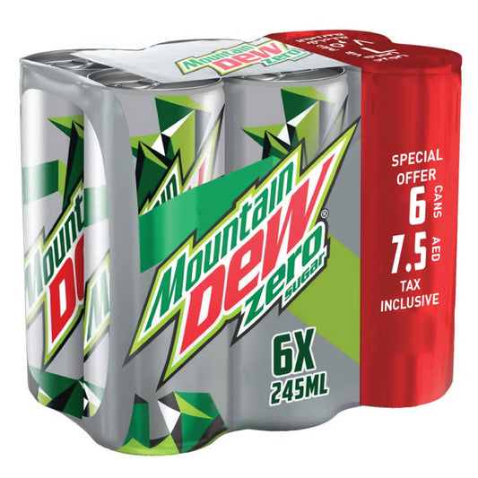 Mountain Dew Soft Drink Can, 6x245ml