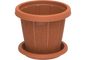 Cosmoplast CEDARGRAIN 8" FLOWERPOT WITH TRAY