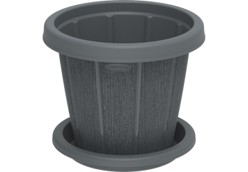 Cosmoplast CEDARGRAIN 14" FLOWERPOT WITH TRAY