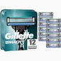Gillette Mach3 Razor Blades Men, Pack of 12 Razor Blade Refills, Stronger Than Steel Blades, Enhanced Lubrastrip
