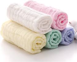 SKY-TOUCH 5pcs Muslin Baby Washcloths and Towels, Natural Organic Cotton Baby Washcloths, Soft Newborn Baby Towel and Muslin Washcloth for Sensitive Skin